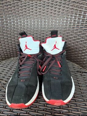 Jordan Youth Black, Red and White High-Top Sneakers